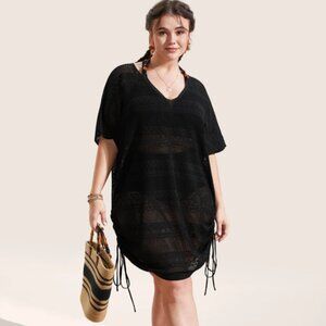 Bloomchic V Neck Cut Out Drawstring Swim Cover Up XL us size 14